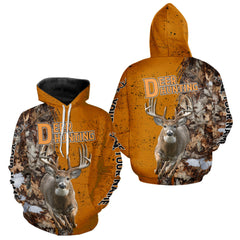 Maxcorners Hunting Shirt with Running Deer Design – Blaze Orange Camo Custom Name 3D Print LM0611