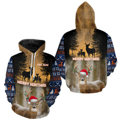 Maxcorners Personalized Huntmas Deer Hunting Shirt, Merry Huntmas Deer hunting Christmas Gifts LM0611