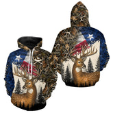 Maxcorners Best Custom Deer Hunting Shirt 3D Camo with Texas Flag & Big Buck Personalized Hunting Gift LM2608