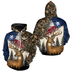 Maxcorners Best Custom Deer Hunting Shirt 3D Camo with Texas Flag & Big Buck Personalized Hunting Gift LM2608