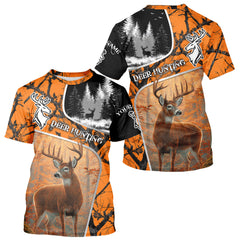 Maxcorners Beautiful Deer hunting Orange Camouflage custom Name Full printing Shirts Gifts For Men LM2608