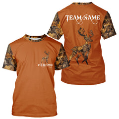 Maxcorners Best Deer Hunting Orange Camouflage Custom Name 3D All-Over Printed Shirt, Deer Hunting Gifts LM2608