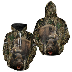 Maxcorners Camouflage Hunting Animals Wild Boar 3D All Over Printed Shirt – Custom Name & Hunting Gift LM1109