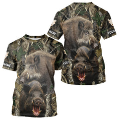 Maxcorners Camouflage Hunting Animals Wild Boar 3D All Over Printed Shirt – Custom Name & Hunting Gift LM1109