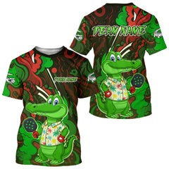 Maxcorners Custom Green Crocodile Graffiti Funny Pickleball T-Shirt For Men Outfits Pickleball Jersey LM1501