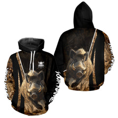 Maxcorners Best Custom Wild Boar Hunting Black Camo Forest 3D Printed Shirts, Hunting Gifts LM0611