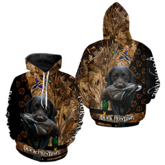 Maxcorners Duck Hunting with Black Lab Custom Name 3D All Over Print Shirt, Lab Dog Hunting Gifts LM1109