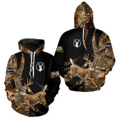 Maxcorners Deer Hunting Big Buck Jumping Camouflage Custom Name All Over Print Shirt Deer Hunting Gifts LM0910