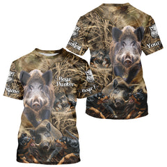 Maxcorners Wild Boar Hunting Camo Custom Name Shirts, Personalized Boar Hunting Clothes, Hunting Gifts LM1109
