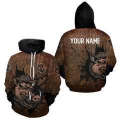 Maxcorners Brown Camo Boar Hunting 3D All Over Printed Shirts, Custom Boar Hunting Outfit, Hunting Gifts LM1610