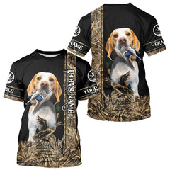 Maxcorners Duck Hunting with Beagle Dog Camo Custom Name All Over Print Shirts, Hunting Gifts LM1109