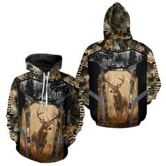 Maxcorners Personalized Whitetail Deer Hunting Forest Camo 3D Printed Shirts, Deer Hunting Camouflage Shirt LM1610