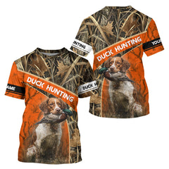 Maxcorners Duck Hunting Orange Camo Custom Name 3D Full Printing Shirts, Hunting Apparel for Duck Hunter LM1109
