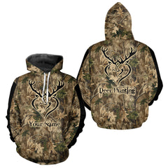 Maxcorners Deer Hunting Camouflage Customize Name 3D All Over Printed Shirts Hunting Outfits for Hunters LM1109