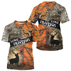 Maxcorners Personalized Deer Hunting Shirt 3D All Over Print Orange Camo Hunting Clothes LM1109