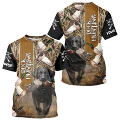 Maxcorners Duck Hunting with Black Lab Custom Name 3D All Over Print Camo Shirt, Hunting Gifts for Hunters LM1109