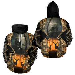 Maxcorners Best Deer Hunting Camo Grim Reaper Shirts - Deer Hunting Clothes, Big Game Hunting Gifts for Men LM2608