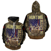 Maxcorners Beautiful Patriotic Camo Deer Hunting Shirt with US Flag, Hunting Outfit, Gifts for Hunters LM2608