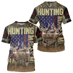 Maxcorners Beautiful Patriotic Camo Deer Hunting Shirt with US Flag, Hunting Outfit, Gifts for Hunters LM2608