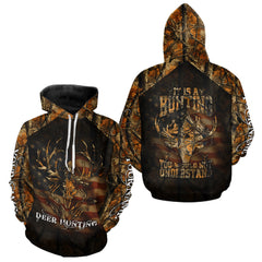 Maxcorners Best Deer Hunting Orange Camo with US Flag and Grim Reaper Deer Buck Shirts Hunting Gifts LM2608