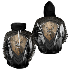 Maxcorners Beautiful Whitetail Deer Hunting Dark Camo 3D All Over Printed Shirts, Hunting Gifts for Men LM0409