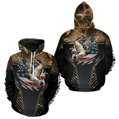 Maxcorners Duck Hunting American Flag Dark Camouflage Shirts, Duck Hunting Gifts LM1610