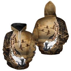 Maxcorners Duck Hunting Brown Grass Camo 3D All Over Printing Custom Name Shirts, Duck Hunting Gifts LM2509