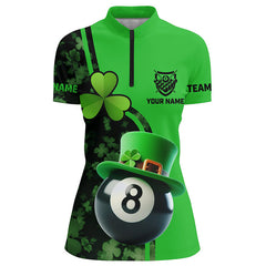 Maxcorners St Patrick'S Day Billiard 8 Ball 3D Polo Shirts For Women, Shamrock Billiard Jerseys