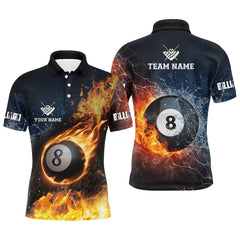 Maxcorners Billiard 8 Ball Fire And Water Billiard Pool Team Jerseys Polo & 1/4 Zip