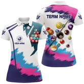 MaxCorners Billiard Colorful Billiard Customized Name, Team Name 3D Polo Shirt For Women