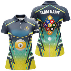 MaxCorners Billiard 9 Ball Pool Billiard Jerseys Customized Name, Team Name 3D Polo Shirt For Women