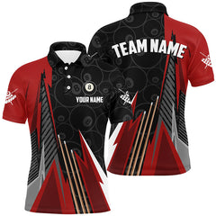 MaxCorners Billiard Black Red Billiard Pattern Customized Name, Team Name 3D Polo Shirt