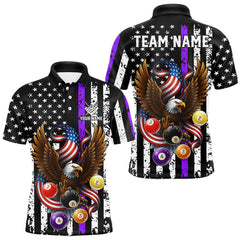 Maxcorners Billiard Eagle American Flag Stripes Pool Jersey For Men Custom Patriotic Billiard Shirt|Purple LM0910