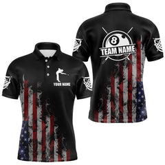 Maxcorners Billiard Jersey American Flag Smoke For Men Custom Patriotic 8 Ball Pool Jersey Polo & 1/4 Zip TU1908