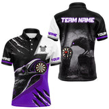 Maxcorners Personalized Raven Darts Shirt For Men Custom Black And Purple Gothic Darts Team Jersey TU2310