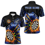Maxcorners Personalized Blue Dartboard Fire Marble Darts Shirt For Men Custom Dart Team Jersey Polo & 1/4 Zip TU2310