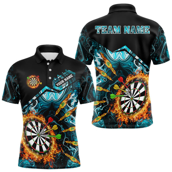 Maxcorners Personalized Turquoise Dartboard Fire Marble Darts Shirt For Men Custom Darts Team Jersey Outfit TU2310
