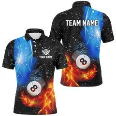 MaxCorners Billiard Fire And Water 8 Ball Customized Name, Team Name 3D Polo Shirt