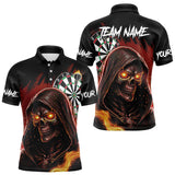 Maxcorners Personalized Red Death Skeleton Fire Dart Shirts For Men Custom Skull Dart Jersey Polo & 1/4 Zip LM2509