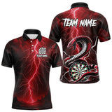 Maxcorners Red Lightning Thunder Cobra Darts Shirt For Men Custom Darts League Team Jersey Polo & 1/4 Zip LM2509