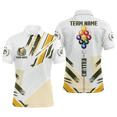 MaxCorners Billiard Yellow 9 Ball Pool Tournament Sport Customized Name, Team Name 3D Polo Shirt