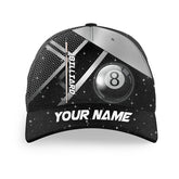 Maxcorners Billiard 8 Ball Pool Black Personalized Name 3D Cap