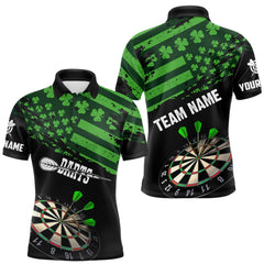 Maxcorners Personalized US Flag St Patrick Day Dart Shirts For Men Custom Luckiest Shamrock Darts Jerseys LM0901