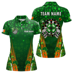 Maxcorners Personalized Luckiest Green Shamrock Skull Dart Shirts For Men Custom St Patrick Day Dart Jerseys