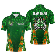 Maxcorners Personalized Luckiest Green Shamrock Skull Dart Shirts For Men Custom St Patrick Day Dart Jerseys