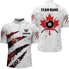 Maxcorners Billiard Eagle Canada Flag White Grunge Customized Name, Team Name 3D Polo Shirt