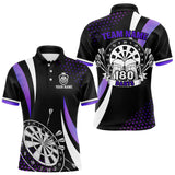 Maxcorners Funny Black And Purple 180 Darts Shirt For Men Custom Dartboard Jersey Team Polo & Quarter Zip TU2310