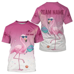 Maxcorners Custom Funny Pink Flamingo Pickleball T-Shirt For Men Outfits Pickleball Jerseys LM1411