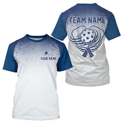 Maxcorners Custom White And Blue Halftone Pickleball Paddle League Jerseys Men Pickleball Team Shirts
