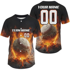 Maxcorners Custom Baseball Jersey For Men Personalized Flaming Baseball, Youth Baseball Jerseys LM2608